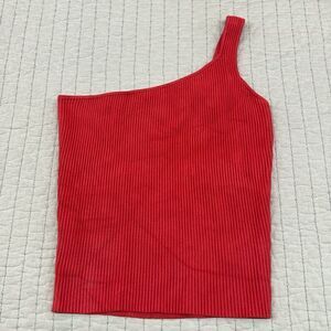 House Of Harlow 1960 one shoulder ribbed tank